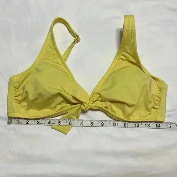 Kona Sol Yellow Size Large Bikini Top with a Front Tie, Knot and Gold Trim. - Picture 9 of 9